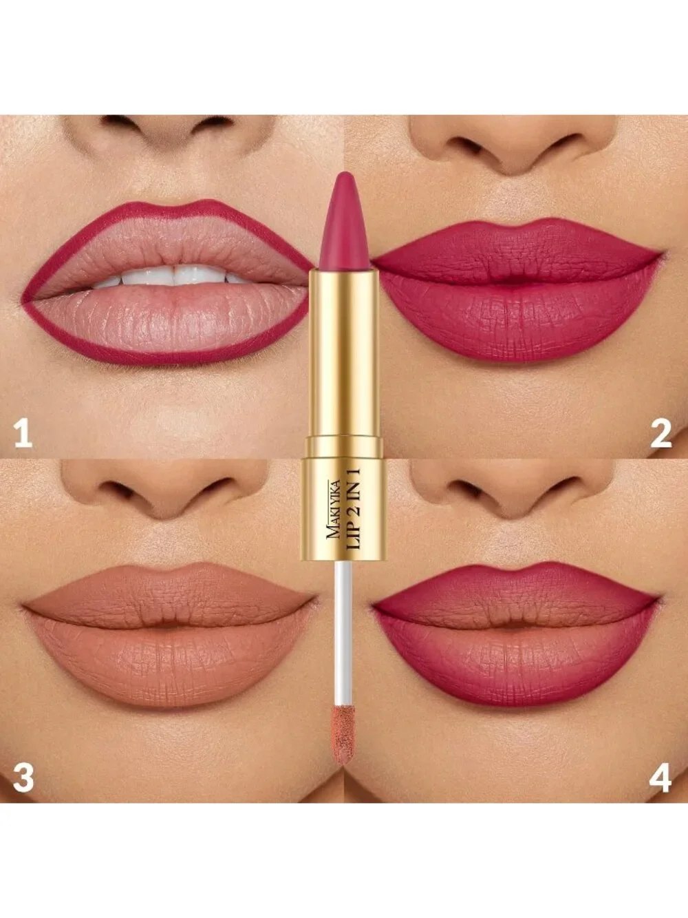 Women's LGA02 2-in-1 Long Lasting Ombre Lips Double-Ended Matte Liquid Lipstick